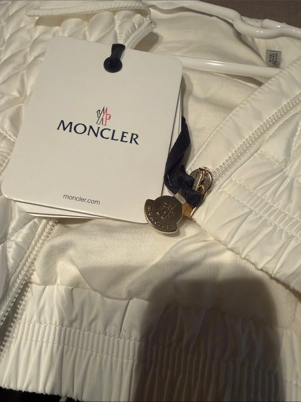 Moncler Kids Cream Quilted Cropped Puffer Jacket